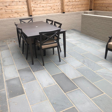 Thermal Blue Running Bond Pattern Flagstone with Border in Capital Hill, DC