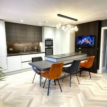 Rich Colours Breakfasting Kitchen Bar Media Furniture and Karndean Flooring