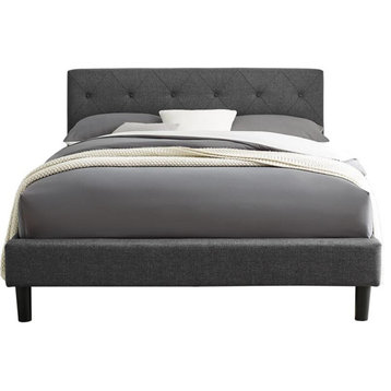 Camden Isle Upholstered Monticello Bed in Queen Gray Fabric