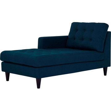 Modern Contemporary Urban Living Left Arm Chaise Lounge Chair, Navy Blue, Fabric
