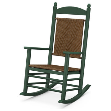 Polywood Jefferson Woven Rocking Chair, Green/Tigerwood