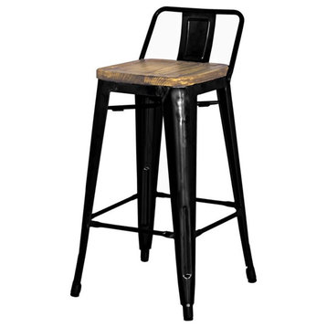 Pemberly Row Modern 26" Low Back Counter Stool in Black (Set of 4)