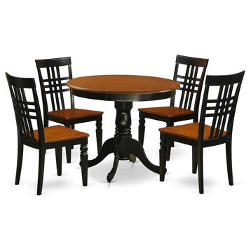 5-Piece Dining Room Set With a Table and 4 Chairs, Black and Cherry