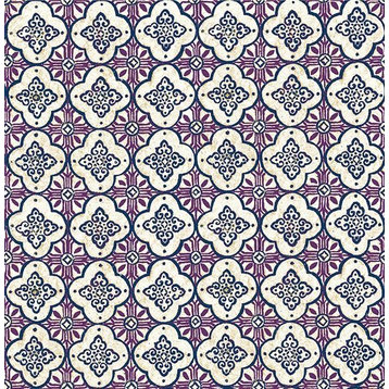 A-Street Prints by Brewster 1014-001852 Kismet Geo Violet Quatrefoil Wallpaper