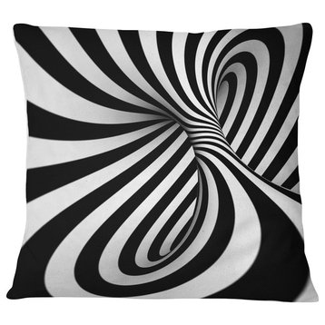 Spiral Black n White Contemporary Throw Pillow, 16"x16"