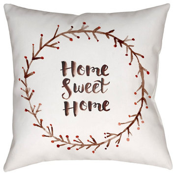 Home Sweet Home II by Surya Poly Fill Pillow, Red/White, 18' x 18'