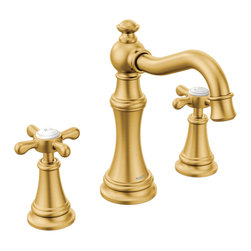 Weymouth Chrome Two-Handle High Arc Bathroom Faucet - Brushed Gold - Bathtub Faucets