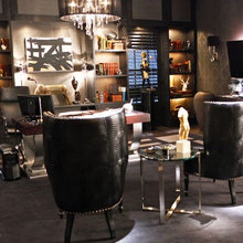 black & white office