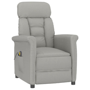 vidaXL Massage Chair Massaging Recliner Chair Light Gray Faux Suede Leather