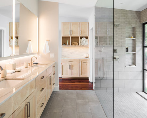 Bath Design Ideas, Pictures, Remodel & Decor with Light Wood Cabinets