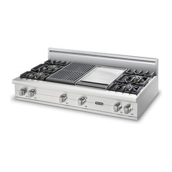 Viking 48" Pro-style Gas Rangetop, Stainless Steel Natural Gas | VGRT5484GQSS - Cooktops