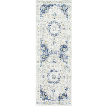 Nuloom Traditional Medallion Verona Vintage Area Rug, Blue 2'6"x14'