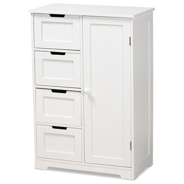 Henderlight Modern Contemporary White Wood 4-Drawer Bathroom Storage Cabinet