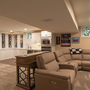Basement Any Sports Fan Would Love Including Kitchenette for Entertaining