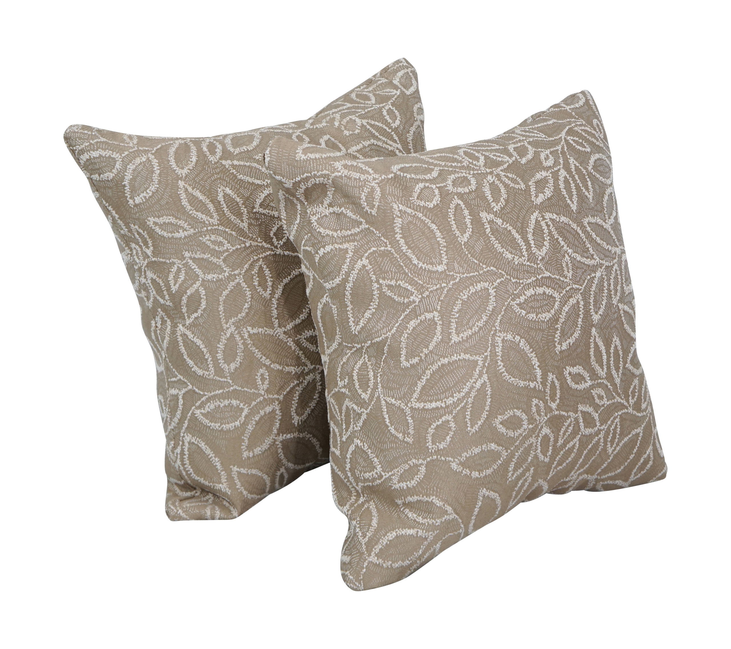 17" Jacquard Throw Pillows With Inserts, Set of 2, Florian Camel