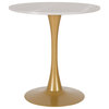 Ivo 27.5" Round Bistro Table with Metal Pedestal Base, Gray Marble/Gold