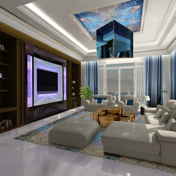 Royal Blue Family Living Room | Villa Black Caviar