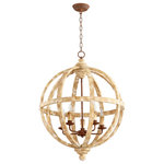 Cyan - Landon 5-Light Chandelier - Harken back to living room's past with this handsomely aged five-light birchwood chandelier. Encased in a barred Ashfield's plaster finish birchwood orb, this stunning fixture will add dimension to a beloved dining space or den. The chandelier's five lights are attached to gorgeous iron supports that contribute a cool, industrial air. The Landon 5lt Chandelier by Cyan. Cyan Designs combines unique designs with high-end materials to bring you the very best home decor in the business. When you order a product engineered and manufactured by Cyan Designs, you're guaranteed to get a product that is built to last for years and years to come. This product will come in ship-safe packaging materials and will sure to impress!