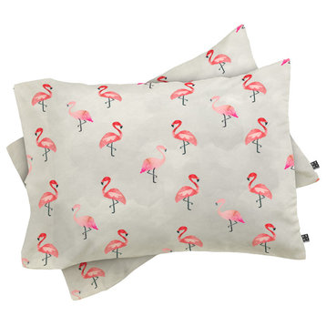 Deny Designs Hello Sayang Flaming Flamingo Pillow Shams, Queen