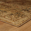 Adeline Antiqued Traditional Gold and Brown Area Rug, 6'7"x9'6"