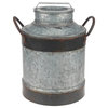 Large Aged Galvanized Milk Can With Rust Trim and Handles