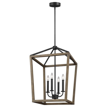 Gannet Medium Chandelier, Weathered Oak Wood/Antique Forged Iron