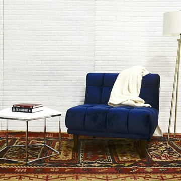 Kano Armless Lounge Chair - Navy Blue Velvet