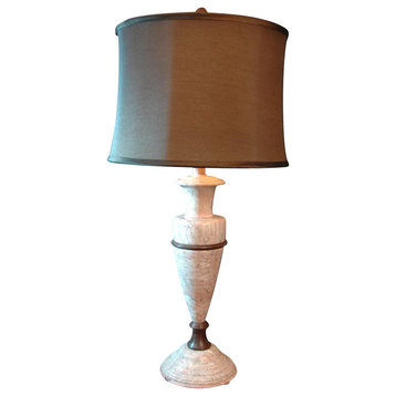 32" Tall Marble Table Lamp "Helene", Pink and Chocolate