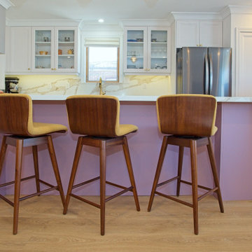 Three-Seat Lilac Breakfast Bar with White Quartz Top | East York