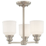 Hudson Valley Lighting - Windham, One Light Semi Flush, Satin Nickel Finish, Opal Glossy Glass Shade - Strong and handsome, the Windham collection showcases the timeless appeal of classical styling. Mouth-blown opal glass canisters mount to cast metal socket holders, replete with crisply turned steps and finely etched dentil knurling. Subtle knurling appears again on Windham's circular backplate, reinforcing the classical motif.