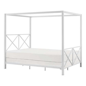 DHP Rosedale Modern Romance Metal Queen Canopy Bed in White