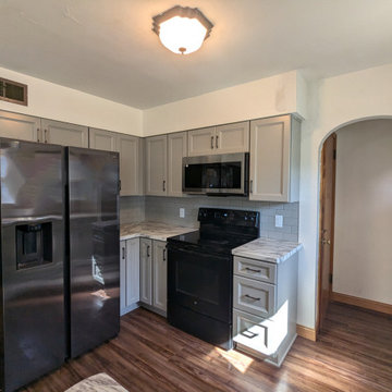 Small Transitional Kitchen Remodel Done in Pebble Grey Cabinets