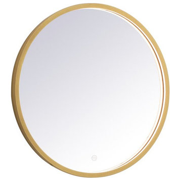 Elegant Decor MRE6024BR Pier 24" LED Mirror, Adjustable Color, Brass