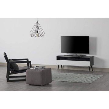 Modern Wood TV Stand with Solid Wood Legs for TVs up to 65"