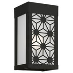 Livex Lighting - Berkeley 1 Light Black Outdoor ADA Small Sconce - The intricate details of the black finish on this outdoor wall sconce from the Malmo collection creates delightful shadow patterns on adjoining wall surfaces and walkways. This stainless steel fixture features glass panels finished clear on the outside and sandblasted on the inside.