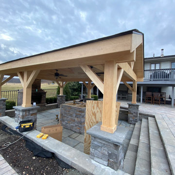 Outdoor pavilion with fireplace