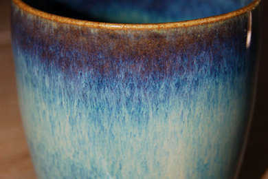 Vaisselle de grès bleu rutile