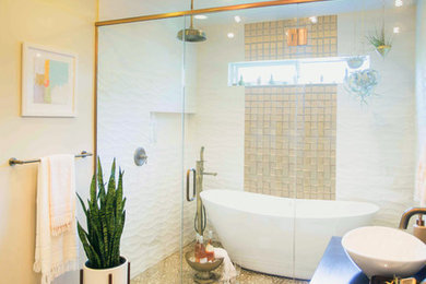 Eclectic glass tile bathroom photo in Other