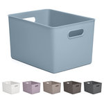 Superio - Superio Ribbed Storage Bin, Plastic Storage Basket, Stoneblue, 22 L - Organizing your space with these colorful storage bins, from baby clothes to living room extra organization, keep your surroundings neat and tidy. The storage basket comprises thick plastic with a built-in handle with a ribbed design and solid construction, ideal for organizing closet and pantry items.