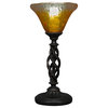 Elegante Mini Table Lamp In Dark Granite, 7" Gold Champagne Crystal Glass