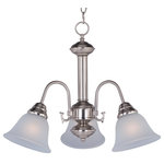 Maxim Lighting International - Malaga 3-Light Chandelier, Satin Nickel, Frosted - Shed some light on your next family gathering with the Malaga Chandelier. This 3-light chandelier is beautifully finished in oil rubbed bronze with frosted glass shades. Hang the Malaga Chandelier over your dining table for a classic look, or in your entryway to welcome guests to your home.