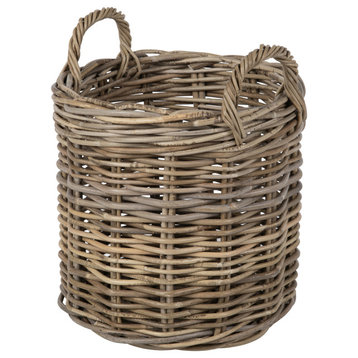Nusa Round Kobo Basket, Gray-Brown, Small