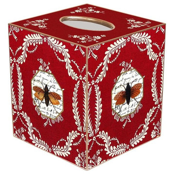 TB213-Bees on Red Provencial Tissue Box Cover