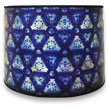 Decorative Handmade Lamp Shade, Blue Kaleidoscope Design, 10"x10"x8