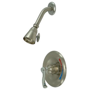 Kingston Brass Shower Faucet, Brushed Nickel/Polished Chrome