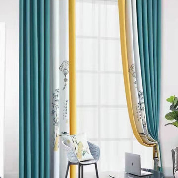 QYFL9016D Illawarra Flower Faux Linen Eyelet Ready Made Extra Wide Curtains For