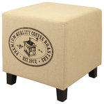 Lux Home - Elaina Vintage French Recycle Coffee Ottoman D - The Elaina Vintage French Recycle Ottoman is a great accent piece for any home. With 1 of 4 eye-catching coffee patterns, this adorable ottoman is sure to inspire conversation. Use this ottoman as additonal seating or a footrest anywhere in your home.
