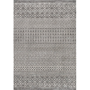 Arta Moroccan Vintage Geometric Area Rug, Gray/Cream, 8 X 10