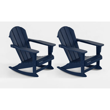 WestinTrends 2PC Outdoor Patio Porch Rocker Classic Adirondack Rocking Chair Set, Navy Blue