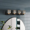 Modern Black Gold 4-Light Exquisite Textured Crystal Bathroom Vanity Light